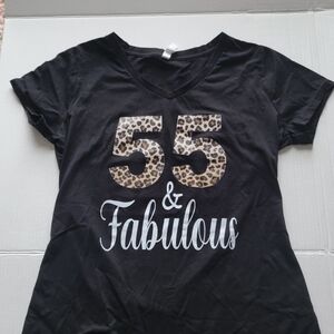 Black '55 & Fabulous' V-Neck Graphic Tee